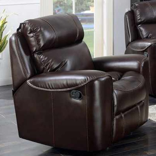 Mebsuta Leather Lounge Chaise Armchair In Chestnut