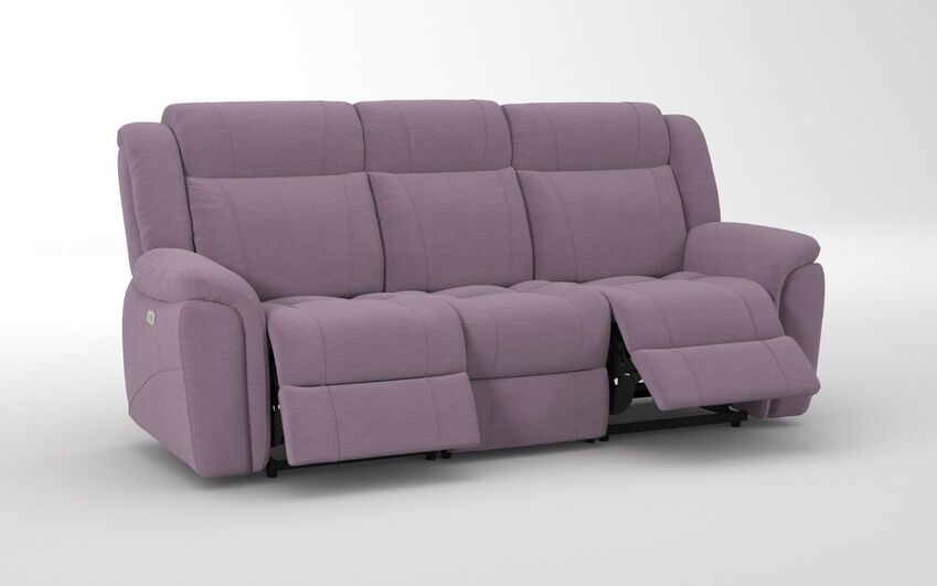 Purple Fabric Elland 3 Seater Power Recliner Sofa