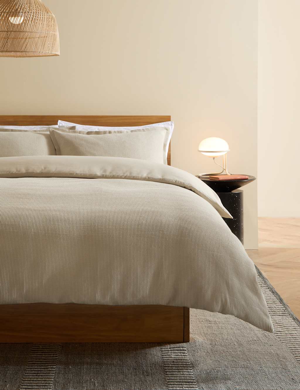 MADE Pure Cotton Waffle Bedding Set Oatmeal