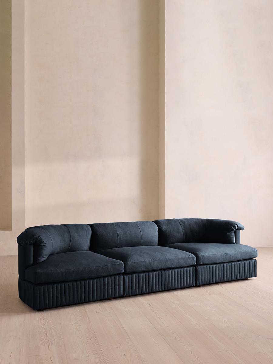 Oona Modular Sofa, Four Seater, Linen, Indigo