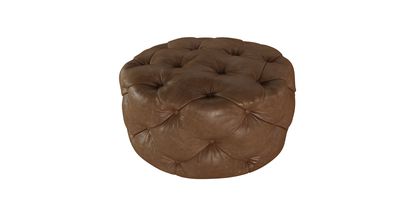 Georgette Round Footstool in Tan Vintage Leather - sofa.com