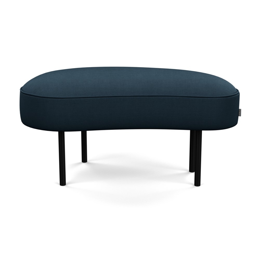 Heal's Isola Small Ottoman Siena Cotton Deep Sea Black Feet
