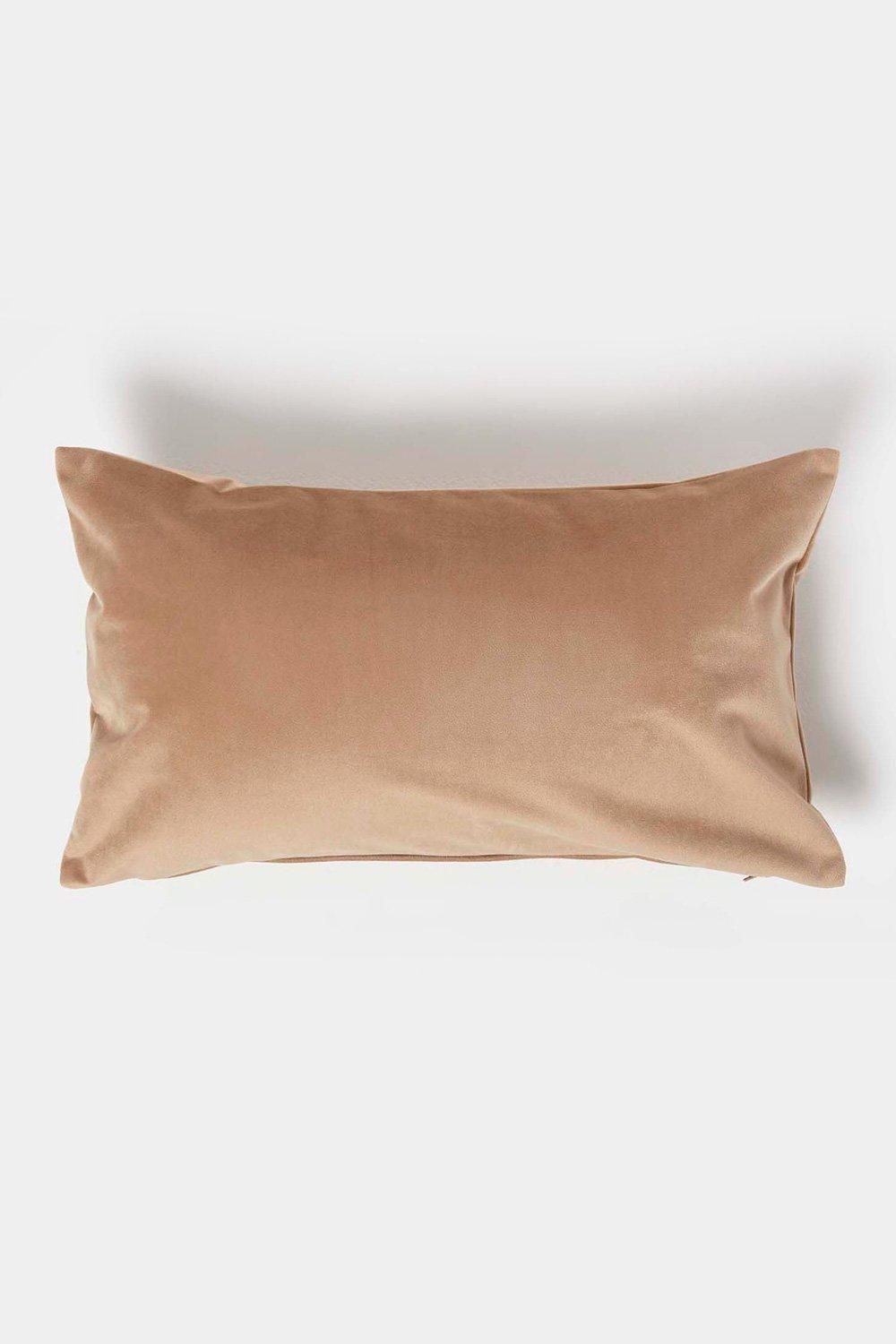 Homescapes Luxury Soft Velvet Cushion in Beige
