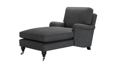 Bluebell Chaise Armchair in Charcoal Brushed Linen Cotton - sofa.com