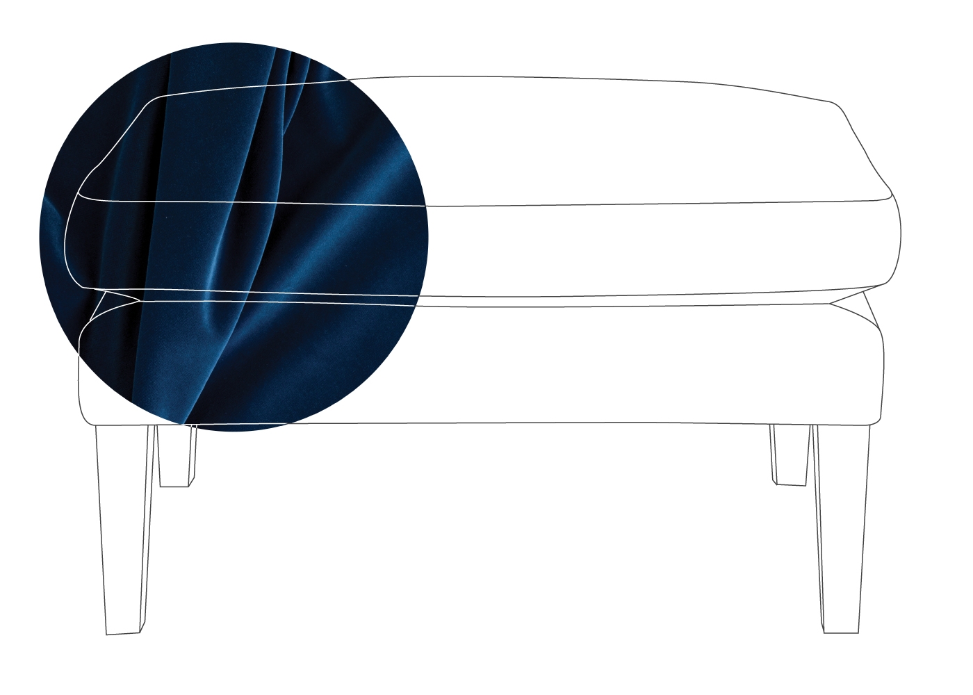 Heal's Wallis Ottoman Velvet Petrol Natural Ash Feet