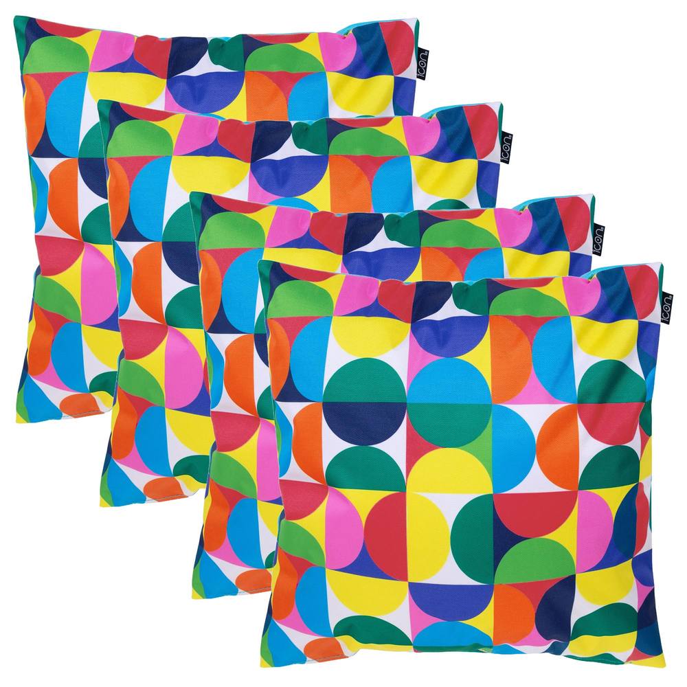 icon 4PK Cushion 43x43cm Circluar Geo, Aqua Back