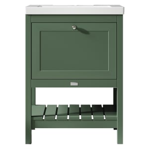 Bayswater Hartleigh Hunter Green Traditional Freestanding Vanity Unit & 1 Tap Hole Modern Recessed Basin - 600mm