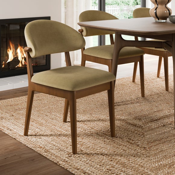 Hugh Dark Stained Dining Chair, Velvet