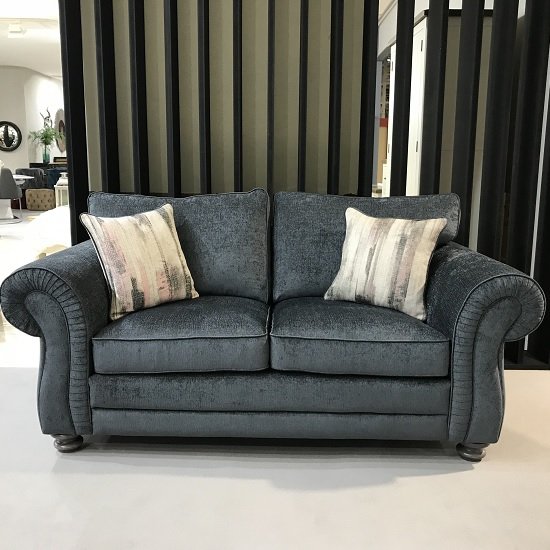 Esprit Fabric 3 Seater Sofa In Charcoal With Wooden Legs