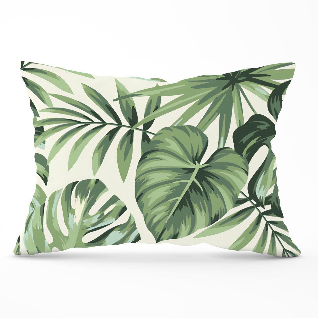 Warren Reed - Designer Exotic Palm Leaves Cushions in Green