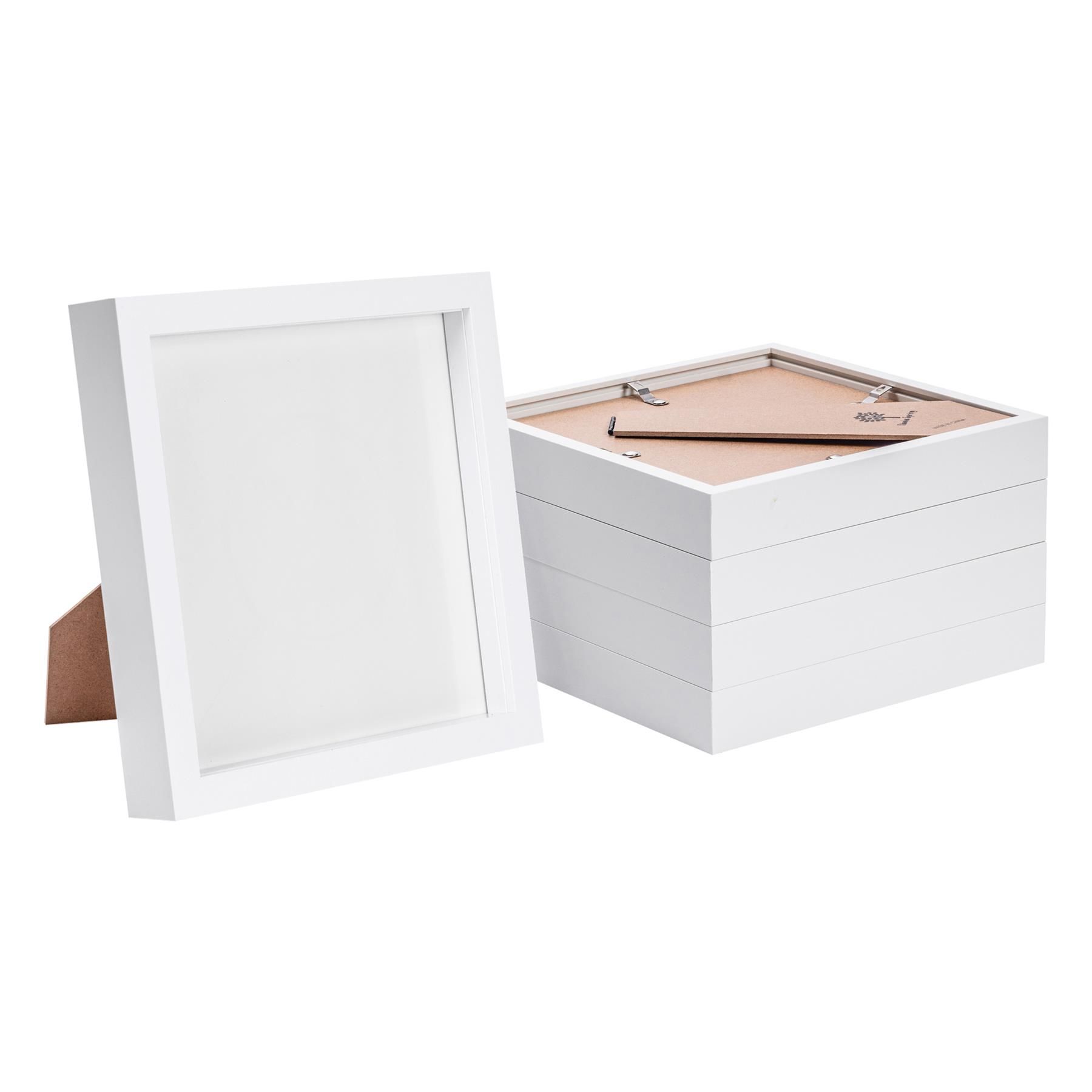 Nicola Spring 5x 3D Box Photo Frames - 8" x 8" - Square Box Picture Display Frame in White