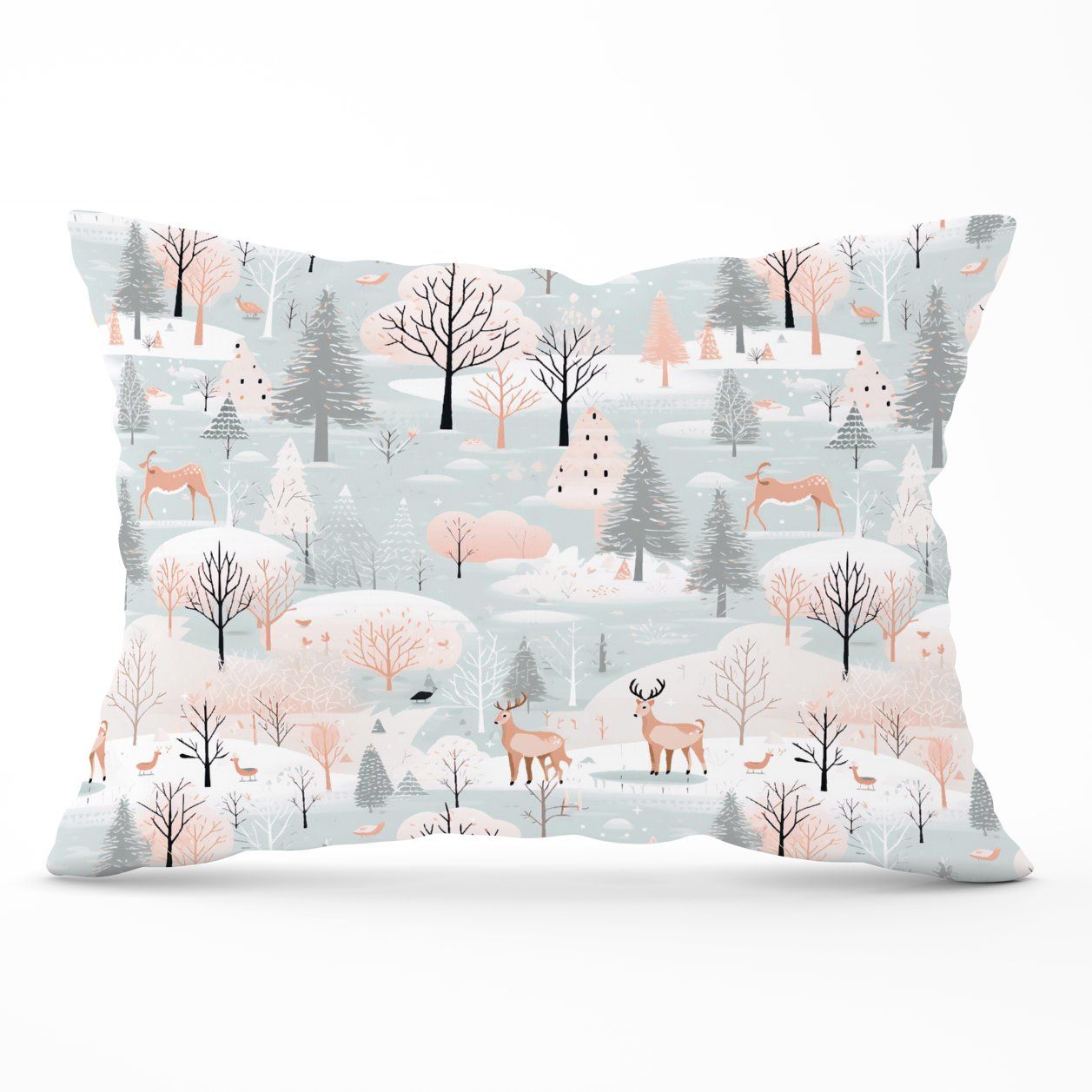 Warren Reed - Designer Whimsical Christmas Winter Wonderland Cushions in Blue