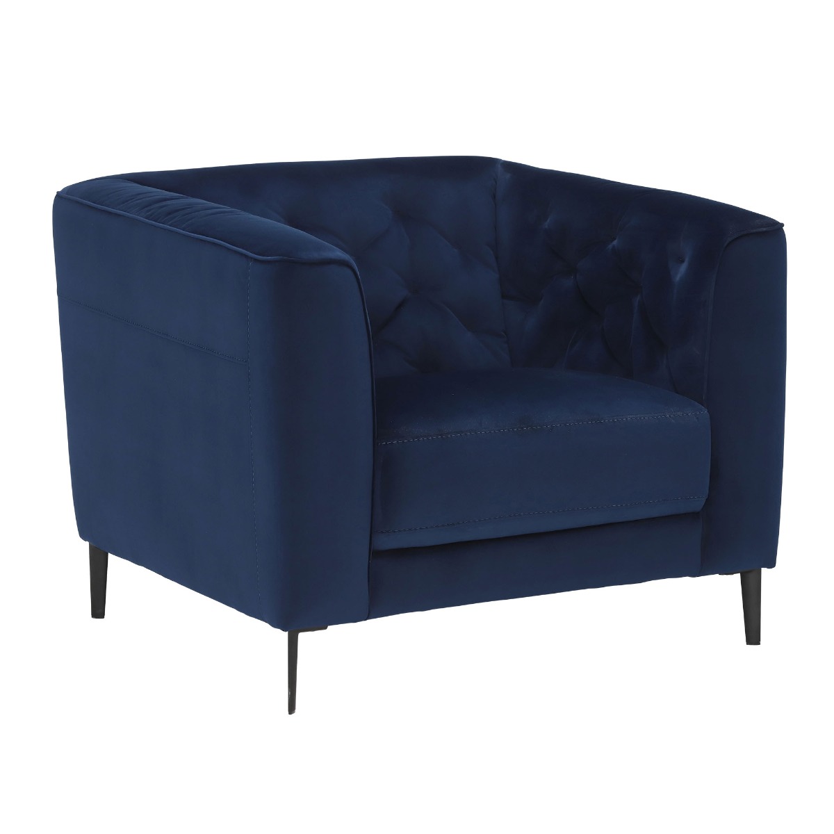 Corrine Chair In Blue - Chesterfield Design - High Resilient Foam - W101 x D92 x H78cm