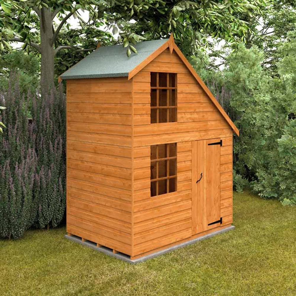 Buttercup Farm 4 x 6 Feet Clubhouse 12mm Shed - Solid Wood/Softwood/Pine in Burnt Orange 2