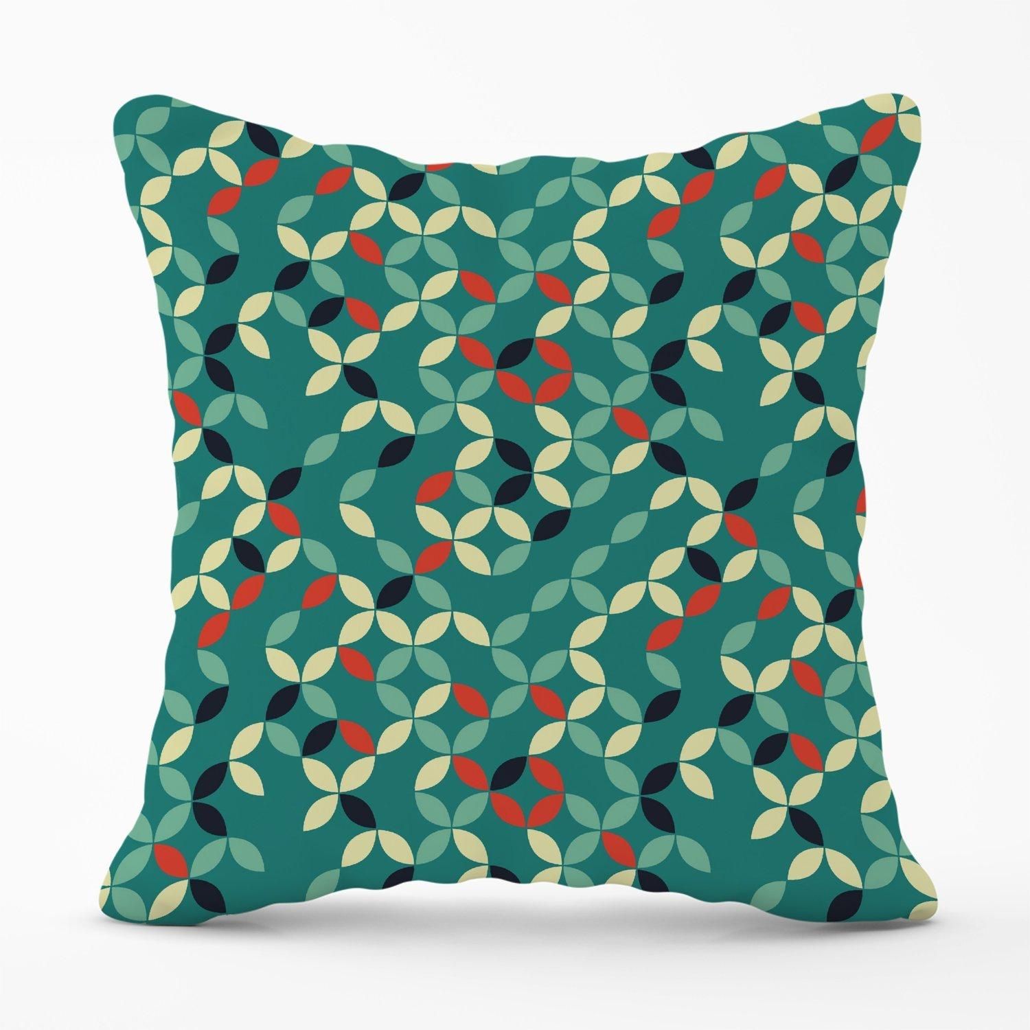 Warren Reed - Designer Geometric Pattern Design Outdoor Cushion in Green