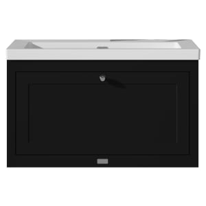 Bayswater Hartleigh Matt Black Traditional Wall Hung Vanity Unit & 1 Tap Hole Modern Recessed Basin - 800mm