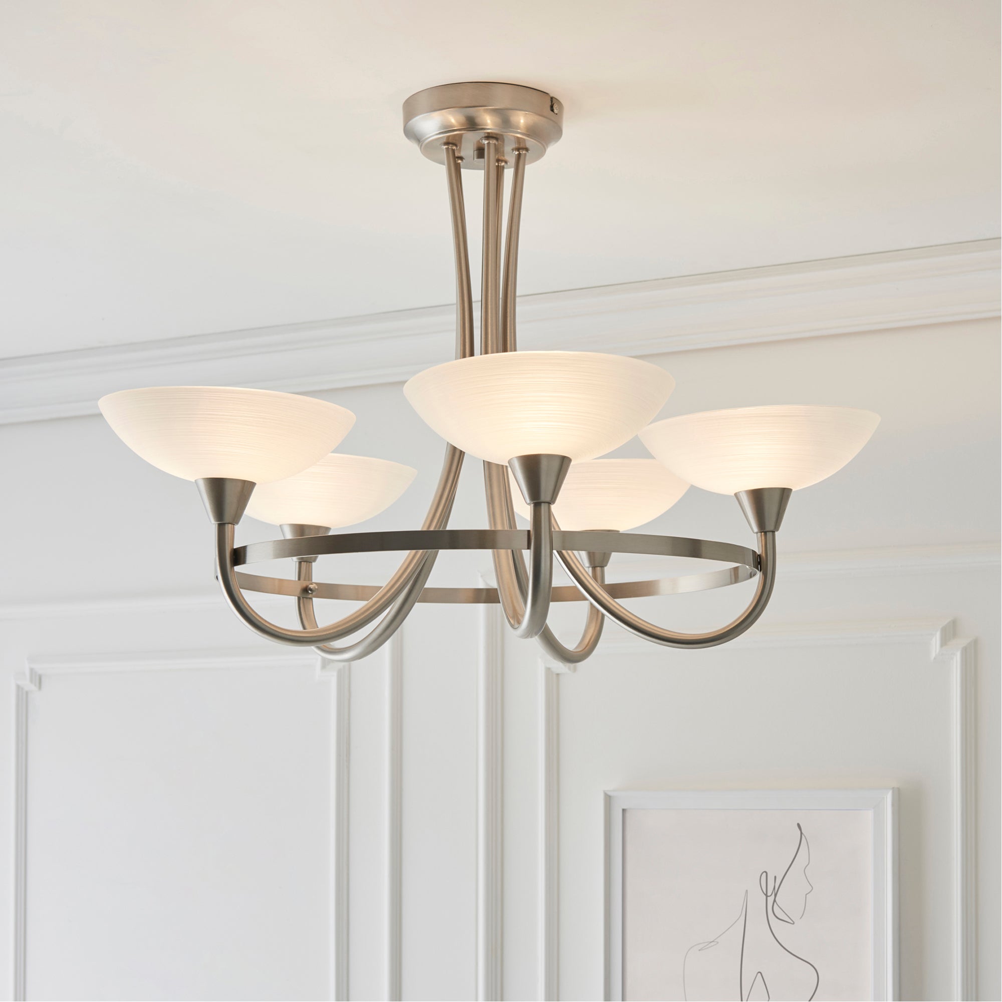 Vogue Cagney 5 Light Semi Flush Ceiling Fitting Chrome Chrome