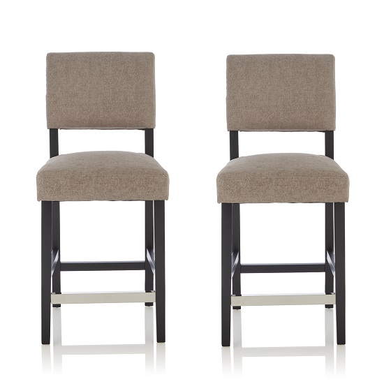 Vibio Bar Stools In Silver Fabric And Black Legs In A Pair
