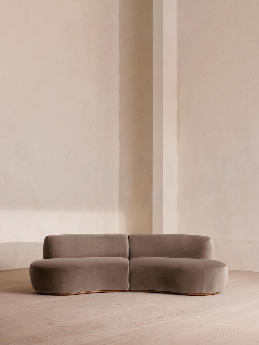 Aline Serpentine Modular Sofa, Three Seater, Taupe Velvet