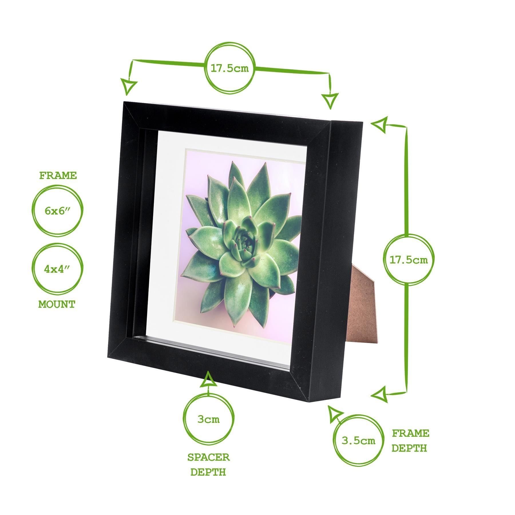 Nicola Spring 3D Box Photo Frame - 6 x 6" with 4 x 4" Mount - White Mount 4