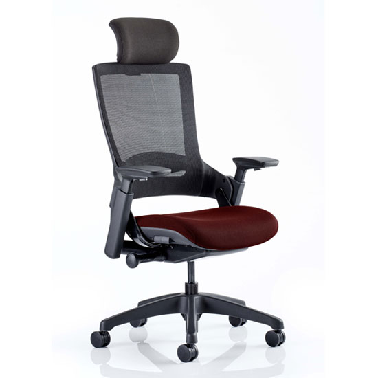 Molet Black Back Headrest Office Chair With Ginseng Chilli Seat