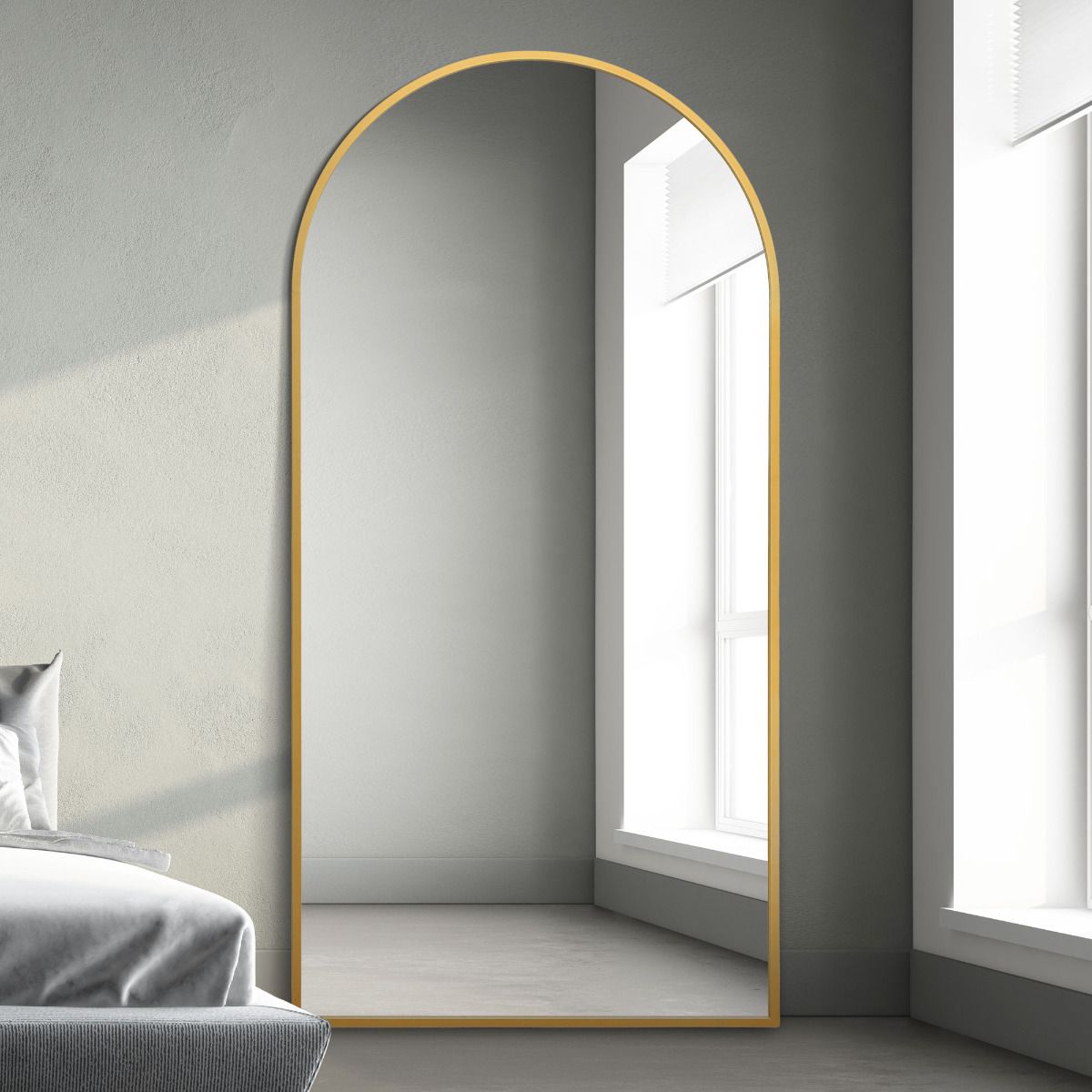 MirrorOutlet Gold Framed Arched Leaner/Wall Mirror 75" X 47" (190CM X 120CM) 6
