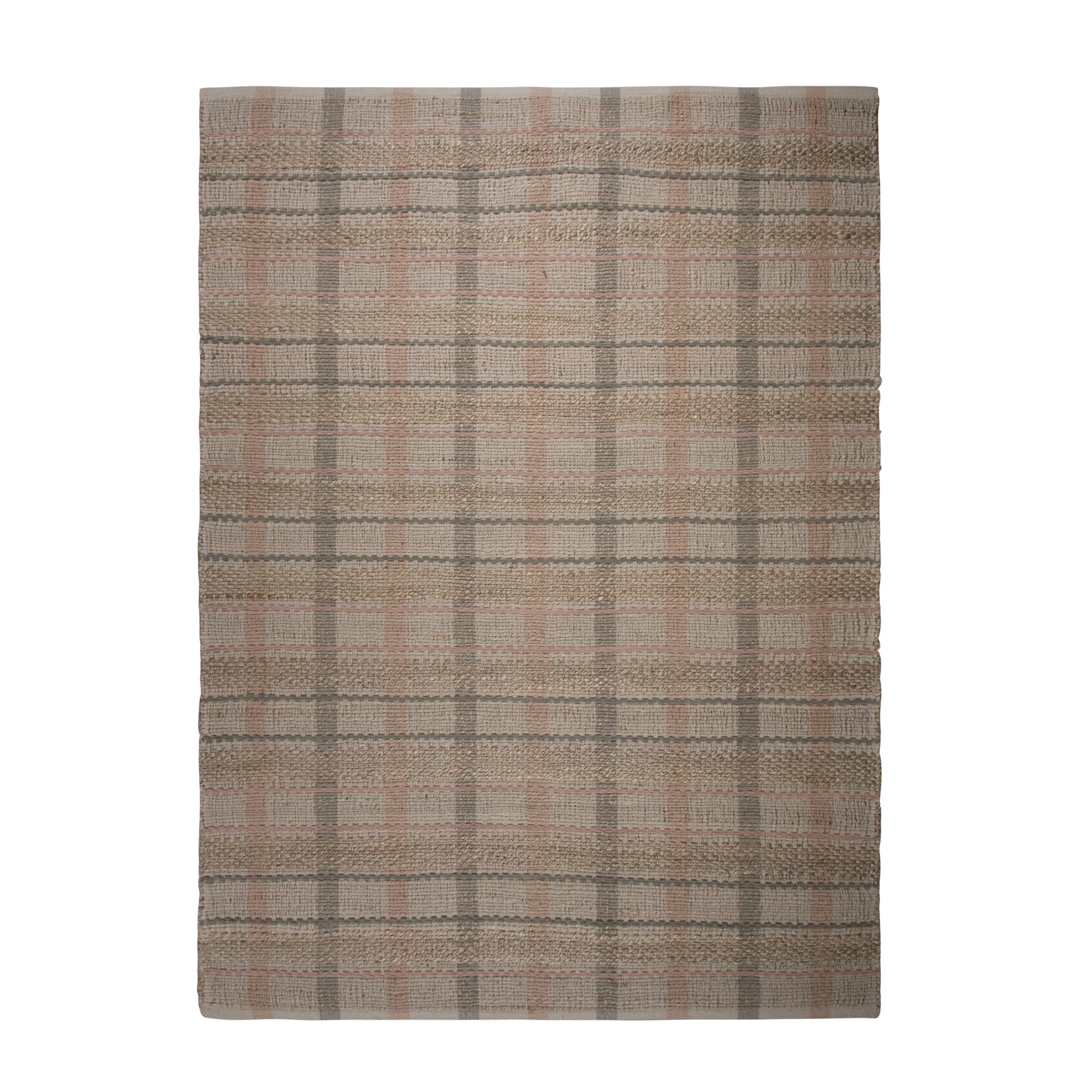 Evelyn Jute Mix Woven Rug Pink, Grey and Beige