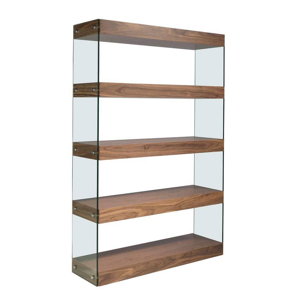 Angel Cerda Walnut & Glass Bookcase with 10cm Shelves in Brown