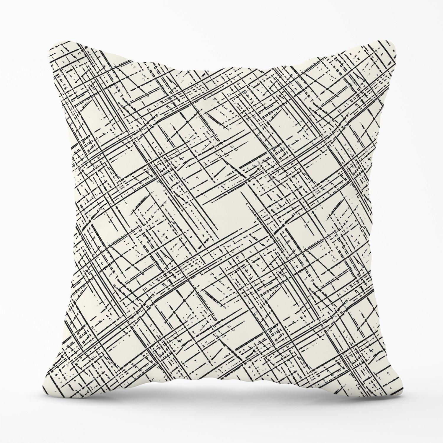Warren Reed - Designer Monochrome Distressted Pattern Outdoor Cushion in Grey