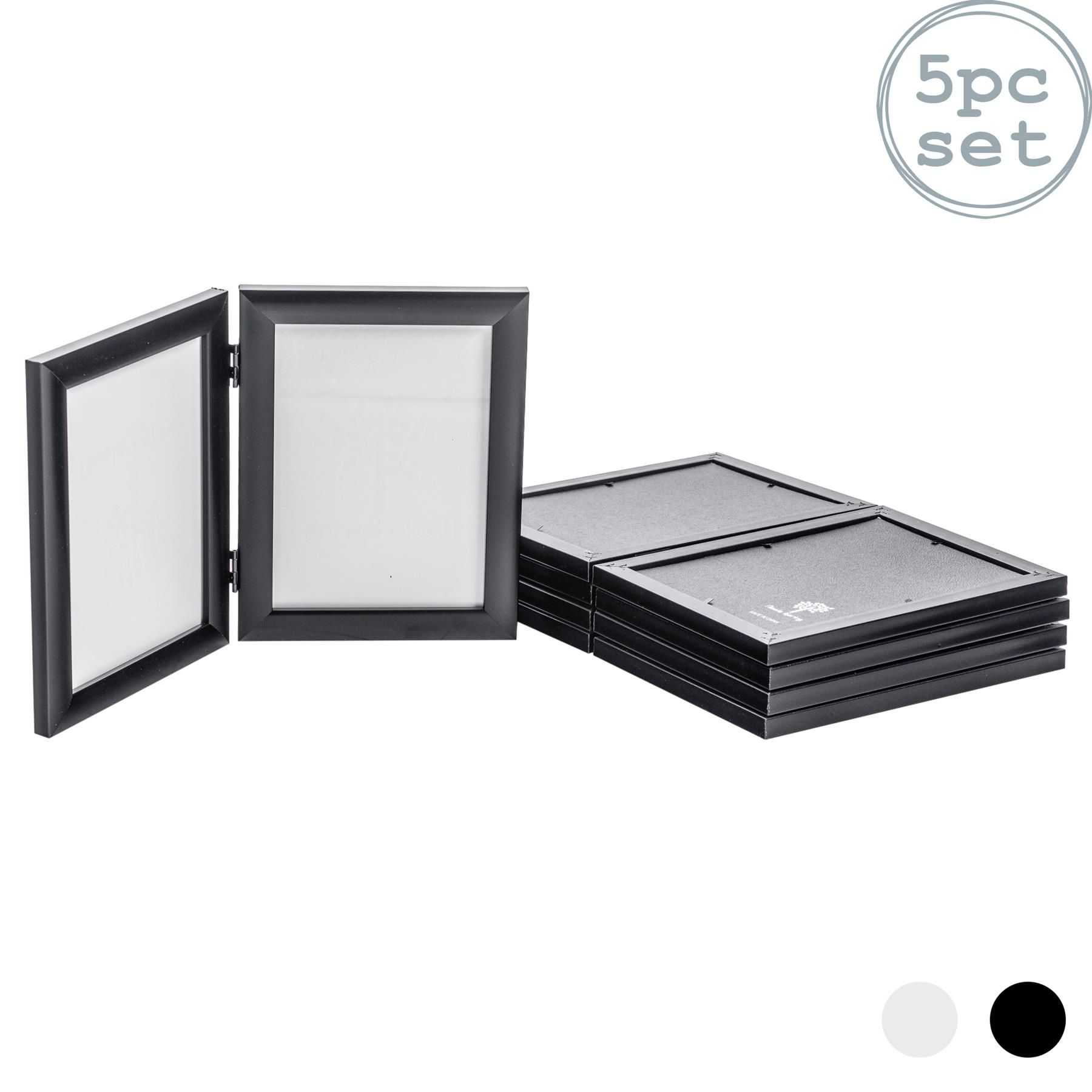 Nicola Spring 5x Folding 2 Photo Frames - 5 x 7" Freestanding Picture Display Frame in Black