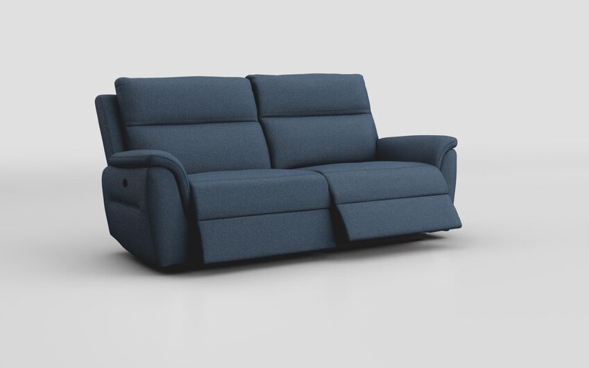 Blue Fabric Sogliano 3 Seater Manual Recliner Sofa