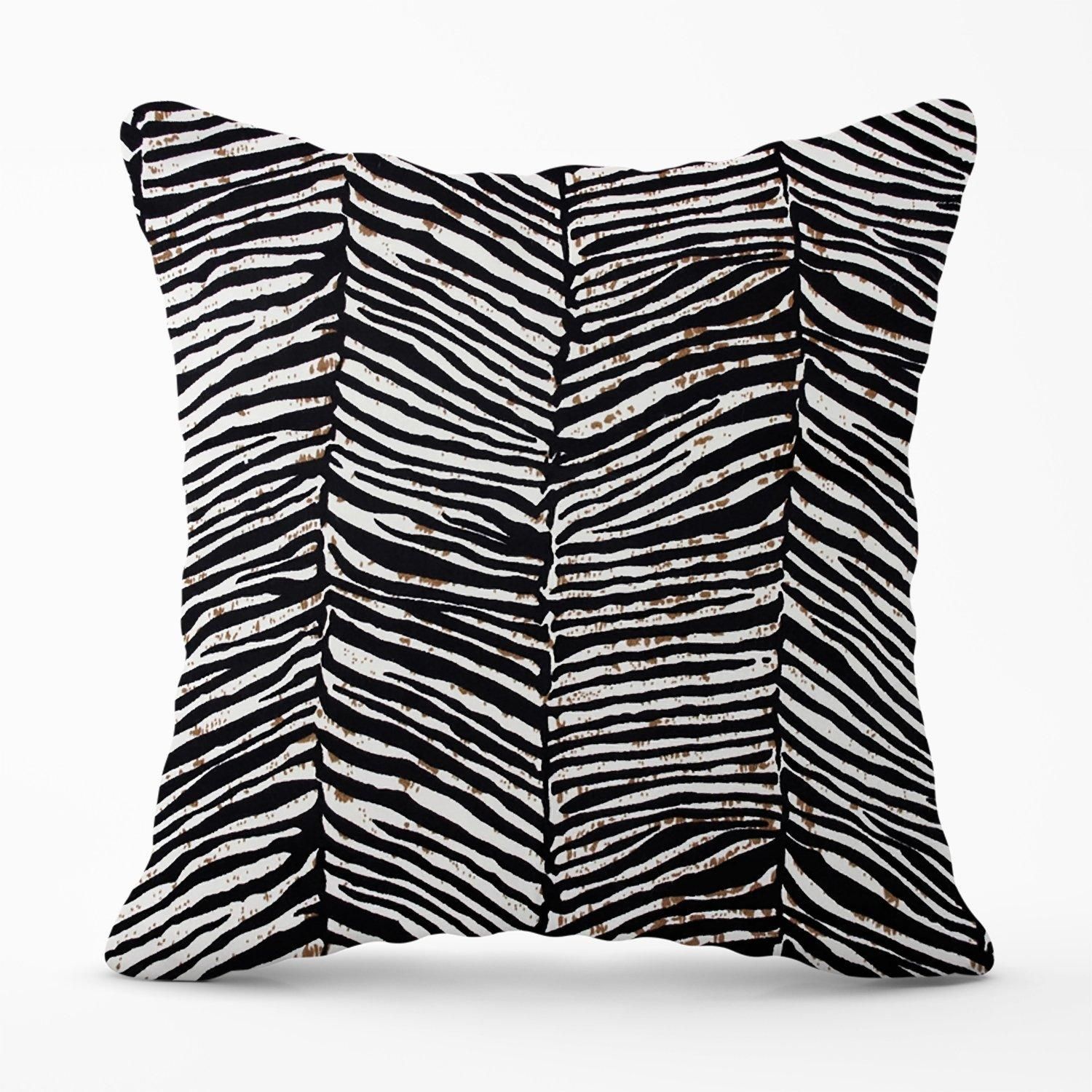 Warren Reed - Designer Zebra Pattern Outdoor Cushion in Black