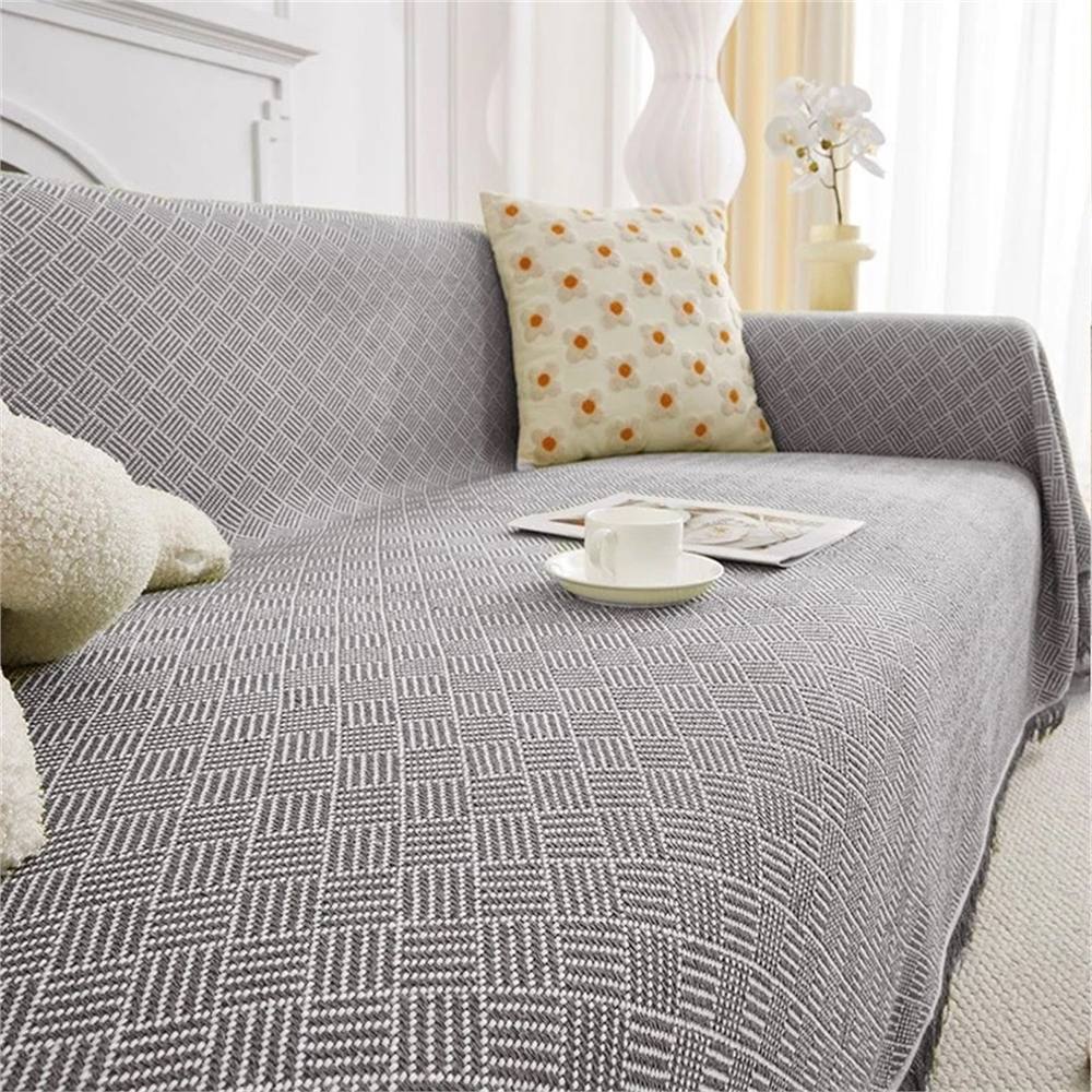 SPETLEK 180x340cm Cotton Fringed Throw for Sofa Bed