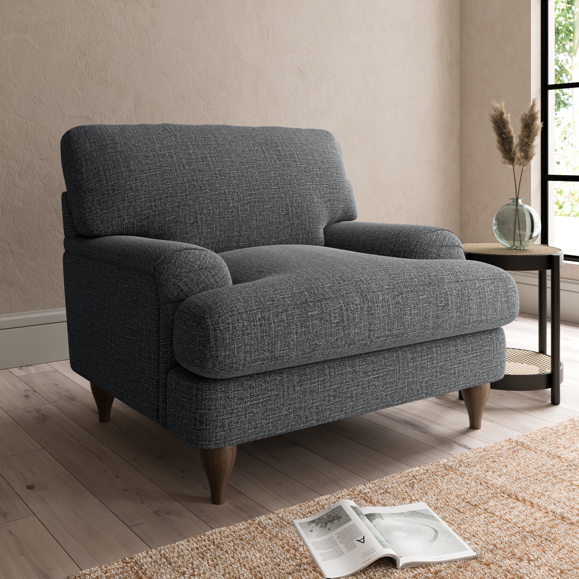 Darwin Slub Cotton Blend Armchair Slub Cotton Black