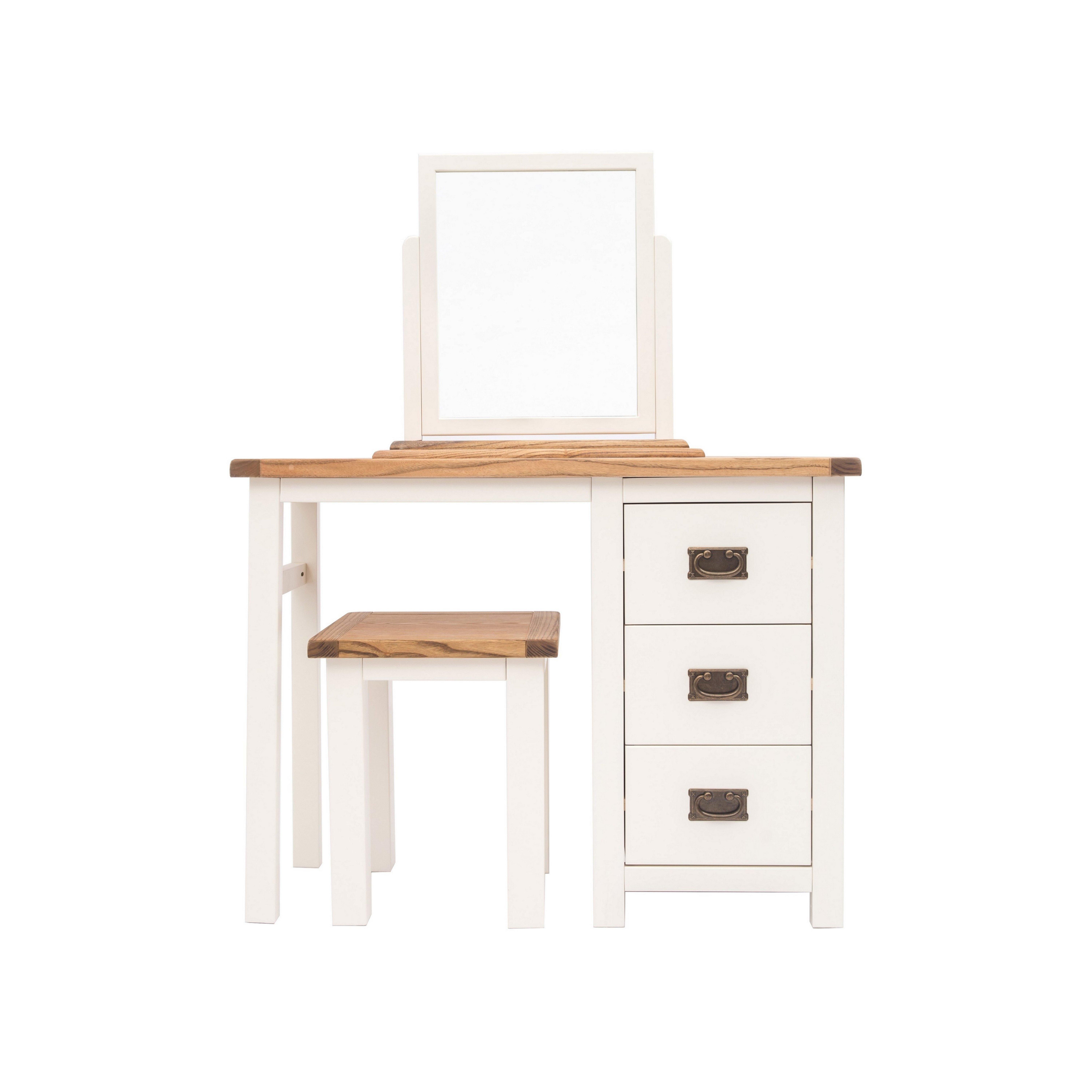Cabinet Bits Lovere 3 Drawer Dressing Table Set Brass Drop Handle in Off-White