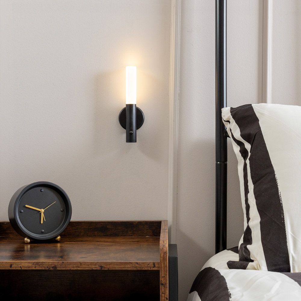 ValueLights Oakley Black Rechargeable Portable Wall Light with PIR Motion Sensor