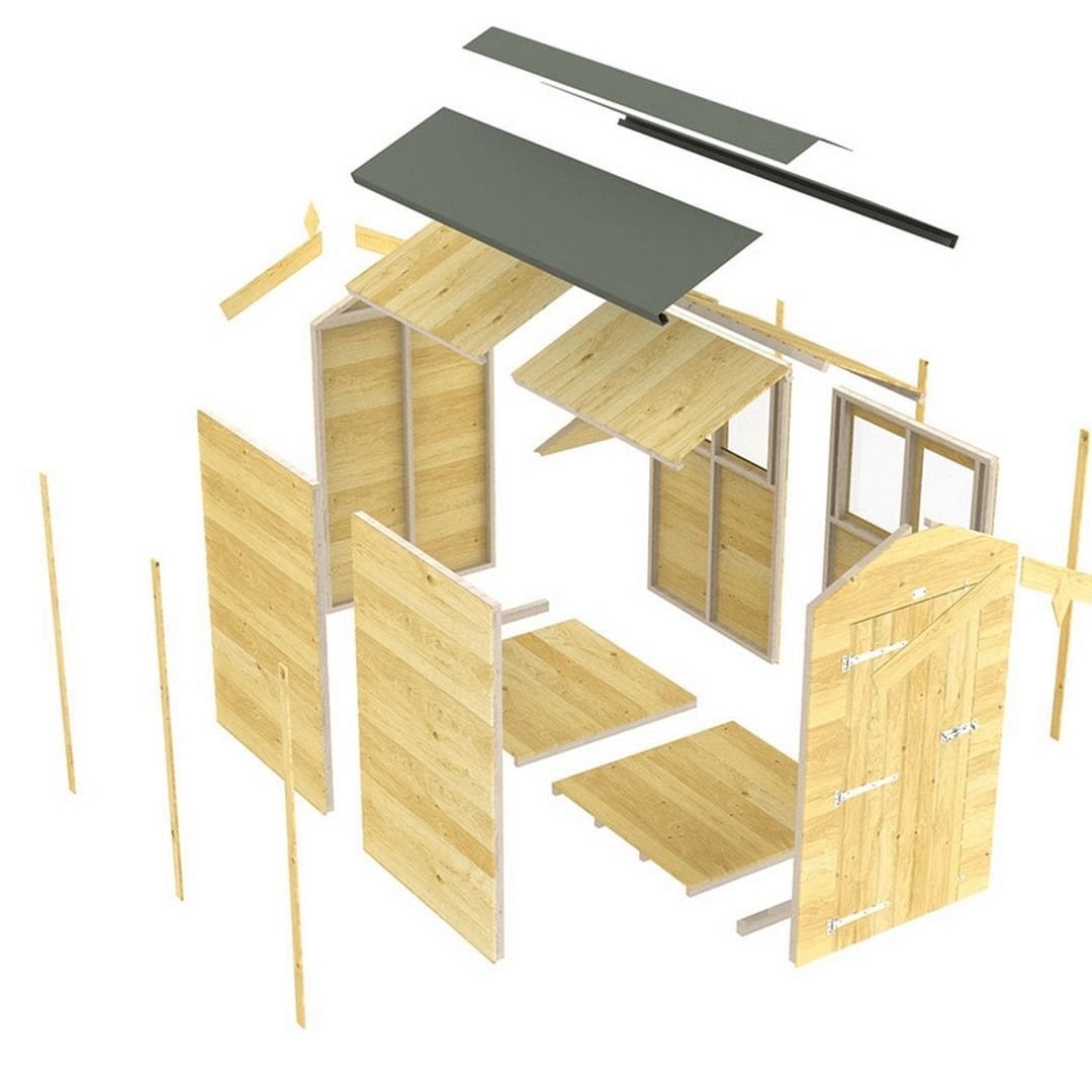 Buttercup Farm 6 x 6 Feet Apex Shed - Single Door W/O Windows - L187 x W175 x H217 cm in Brown 2