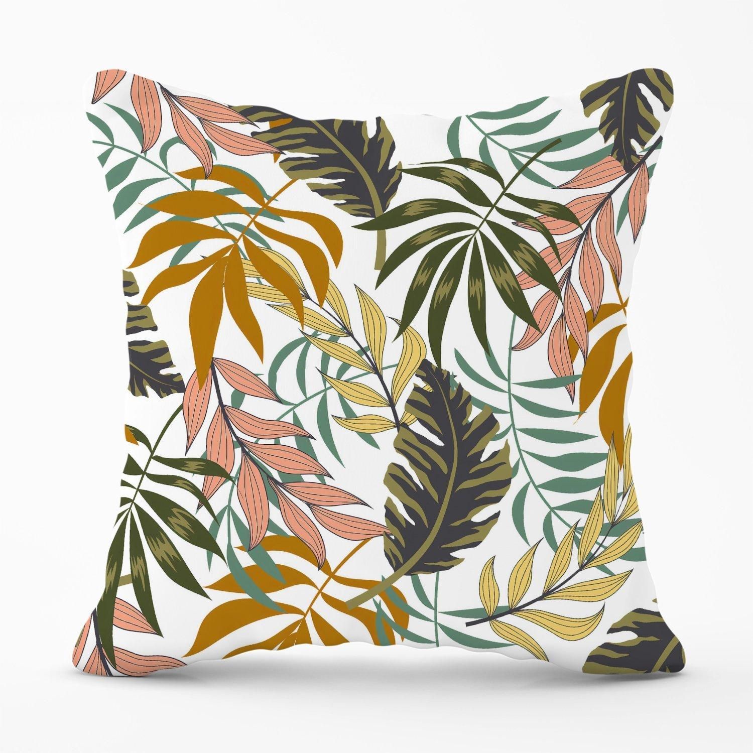 Warren Reed - Designer Tropical Leaves Outdoor Cushion in Green