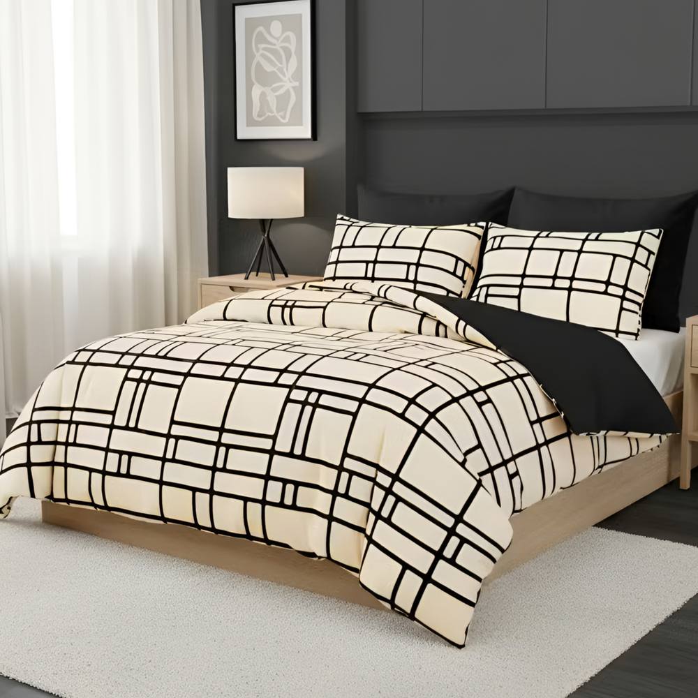 Pamposh Luxury Duvet Cover Set King Size Reversible Quilt Covers in Taupe