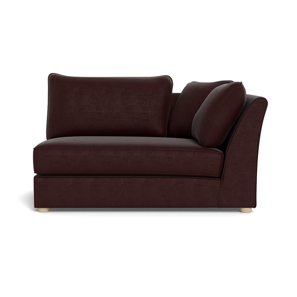 Heal's Tailor Large Curved Right Hand Facing Corner Unit Smart Luxe Velvet Acorn Natural Beech Feet