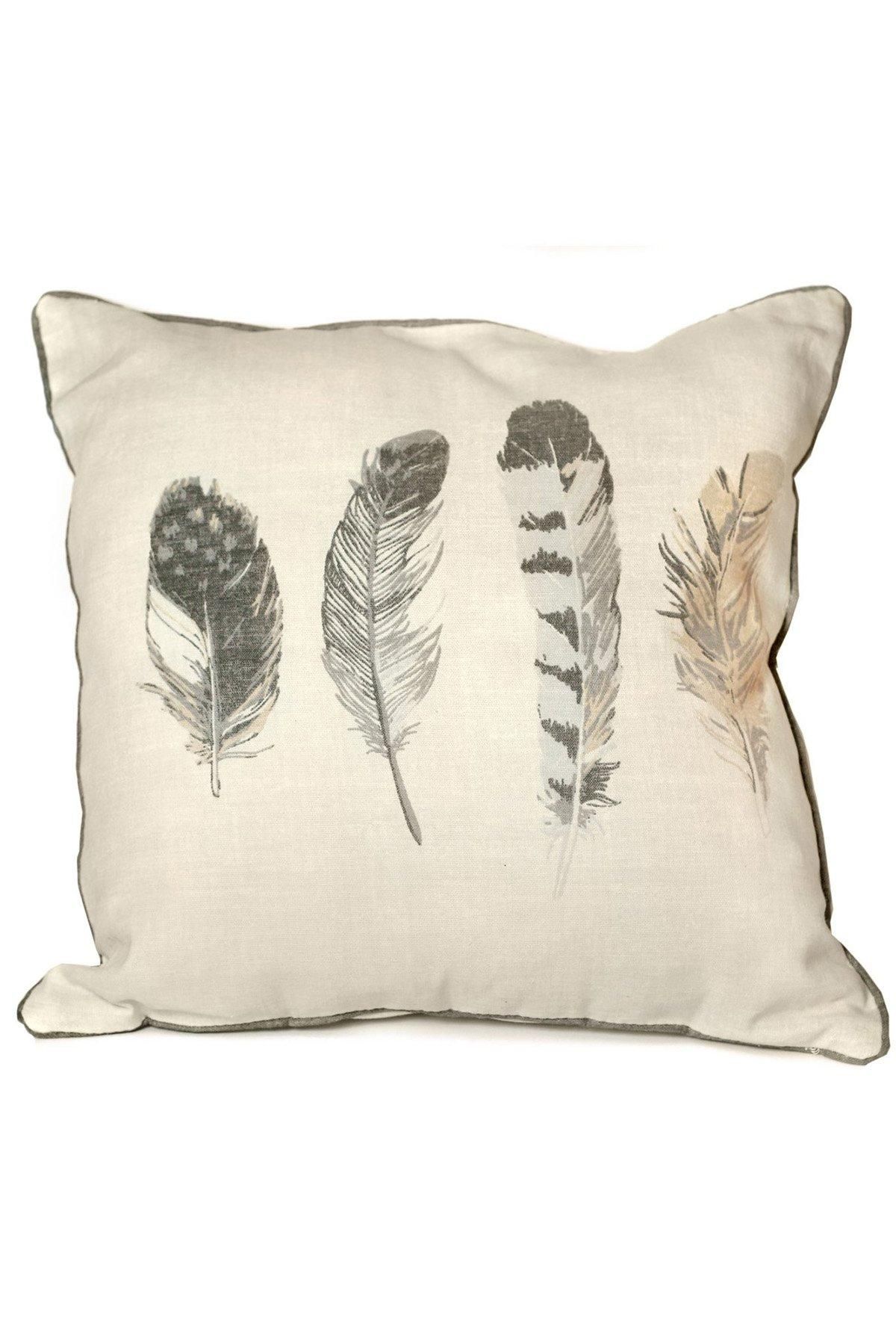 Fusion 'Idaho' Feather Motif Filled Cushion 100% Cotton in Charcoal