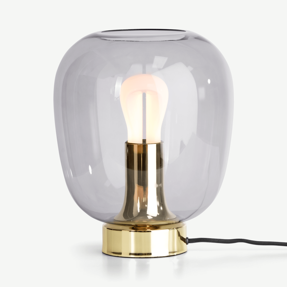 Temple Table Lamp and 002 Plumen LED Bulb, Brass