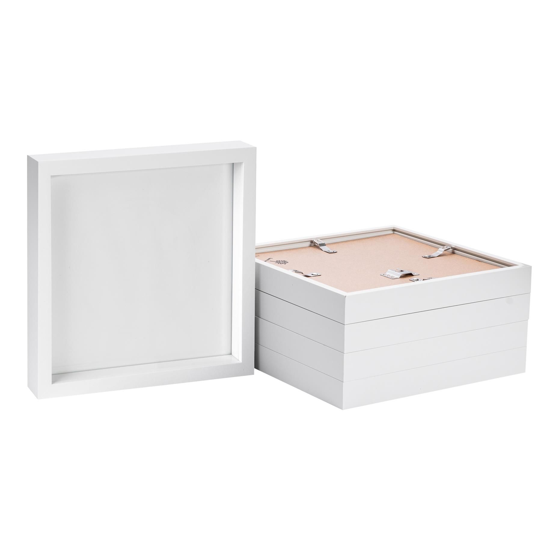 Nicola Spring 3D Box Photo Frames - 10" x 10" - White - Pack of 5
