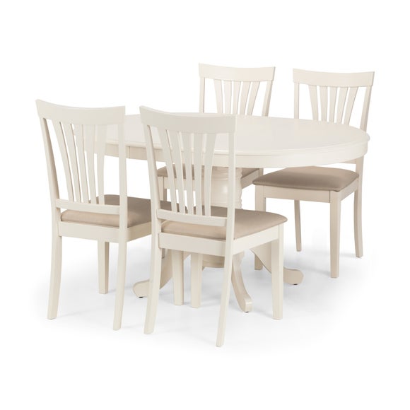 Stanmore 4 Seater Round Dining Table with 4 Chairs, Off White