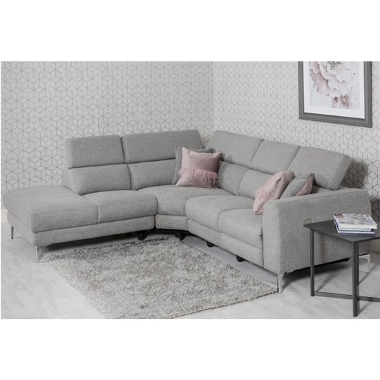 Pacific Fabric Upholstered Left Handed Corner Sofa In Grey