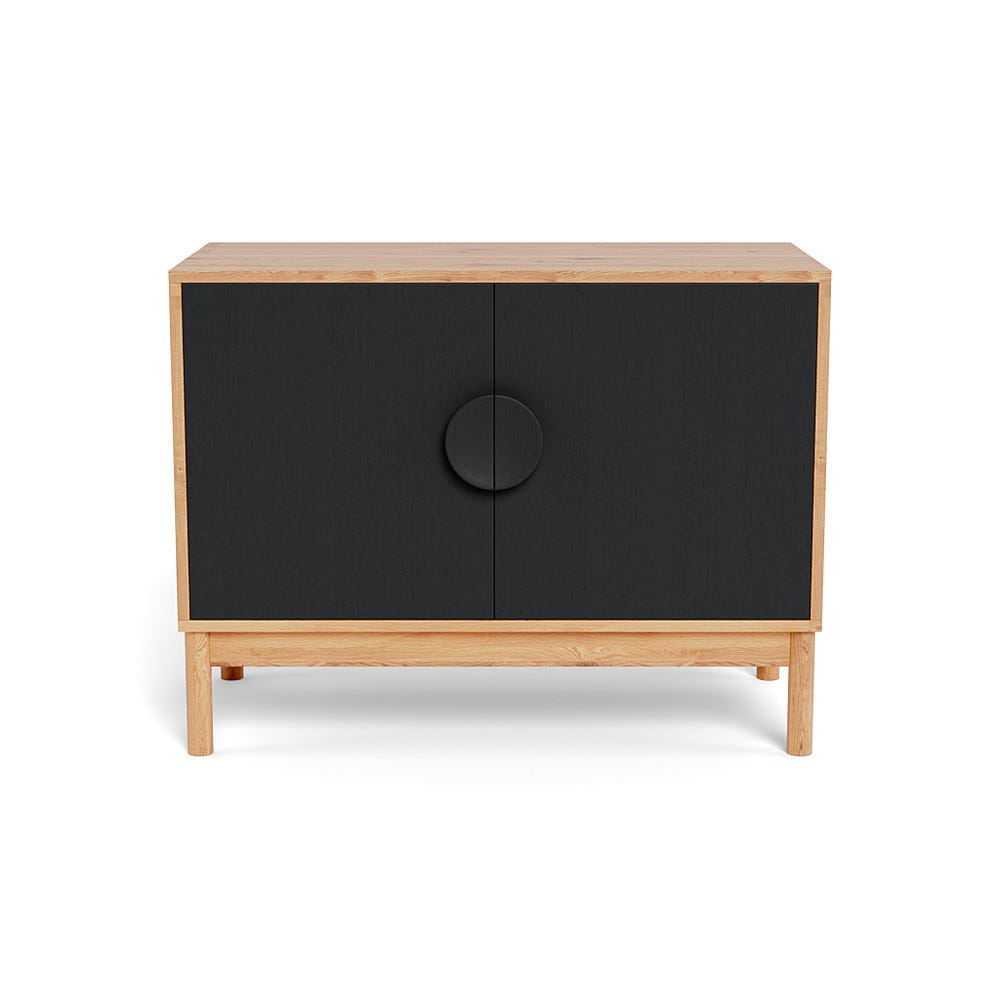 Heal's Tinta Small Sideboard Natural Oak Carcass Black Stain Doors