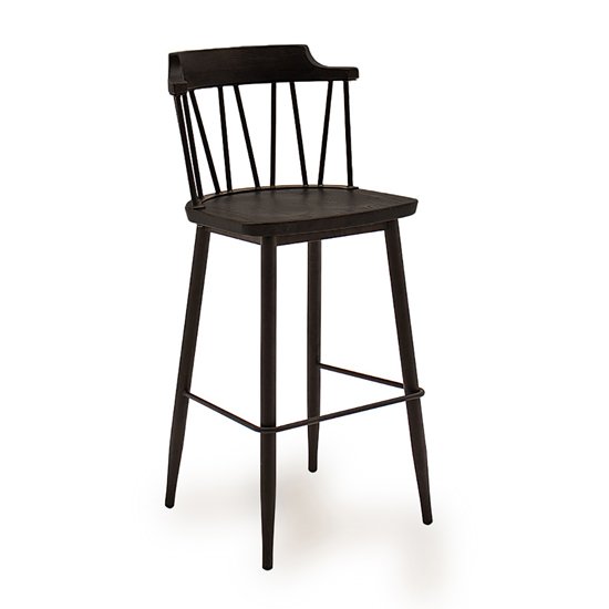 Blake Wooden Bar Chair In Black Elm With Steel Legs