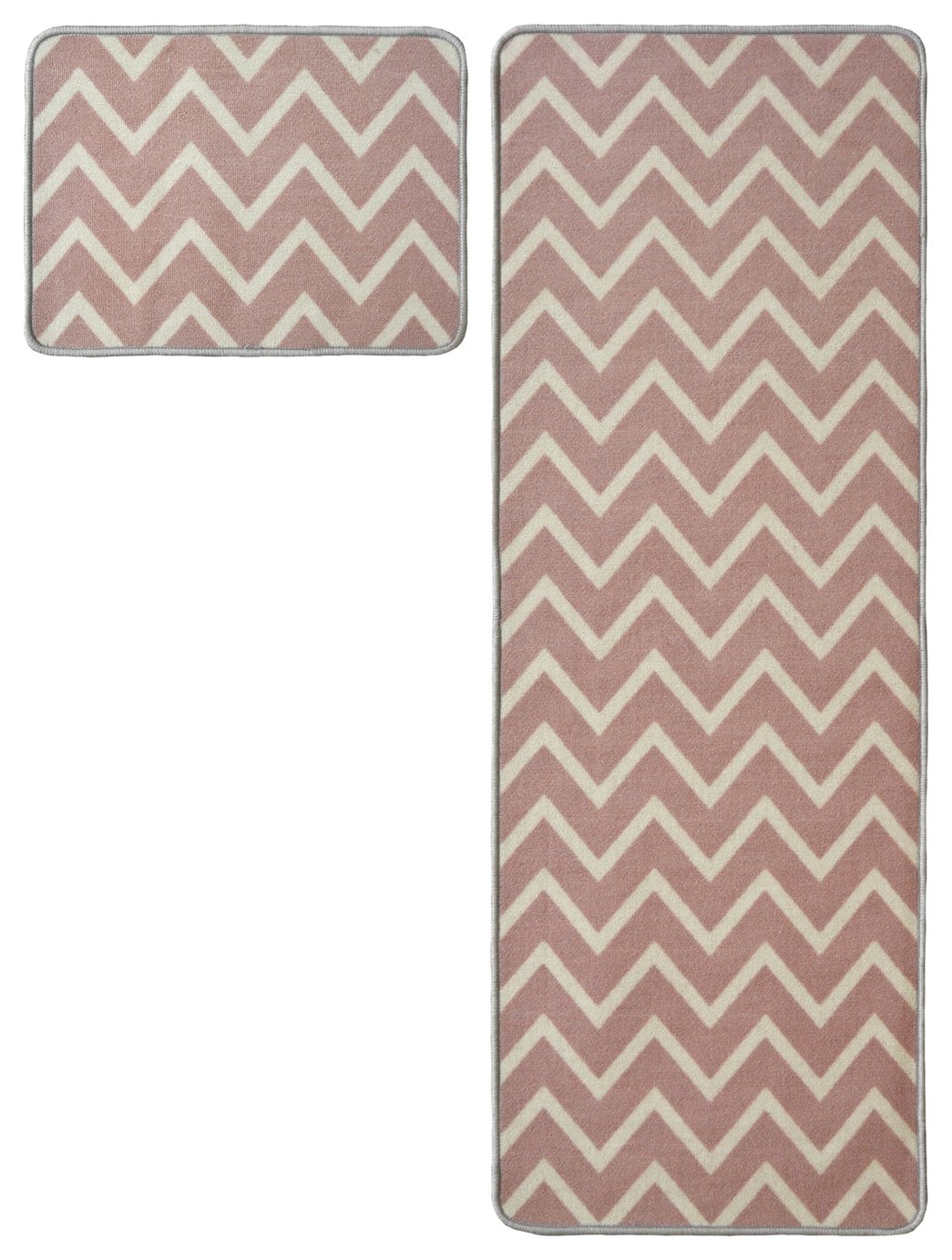 Homemaker Washable Chevron Mat and Runner - 57x180cm - Blush