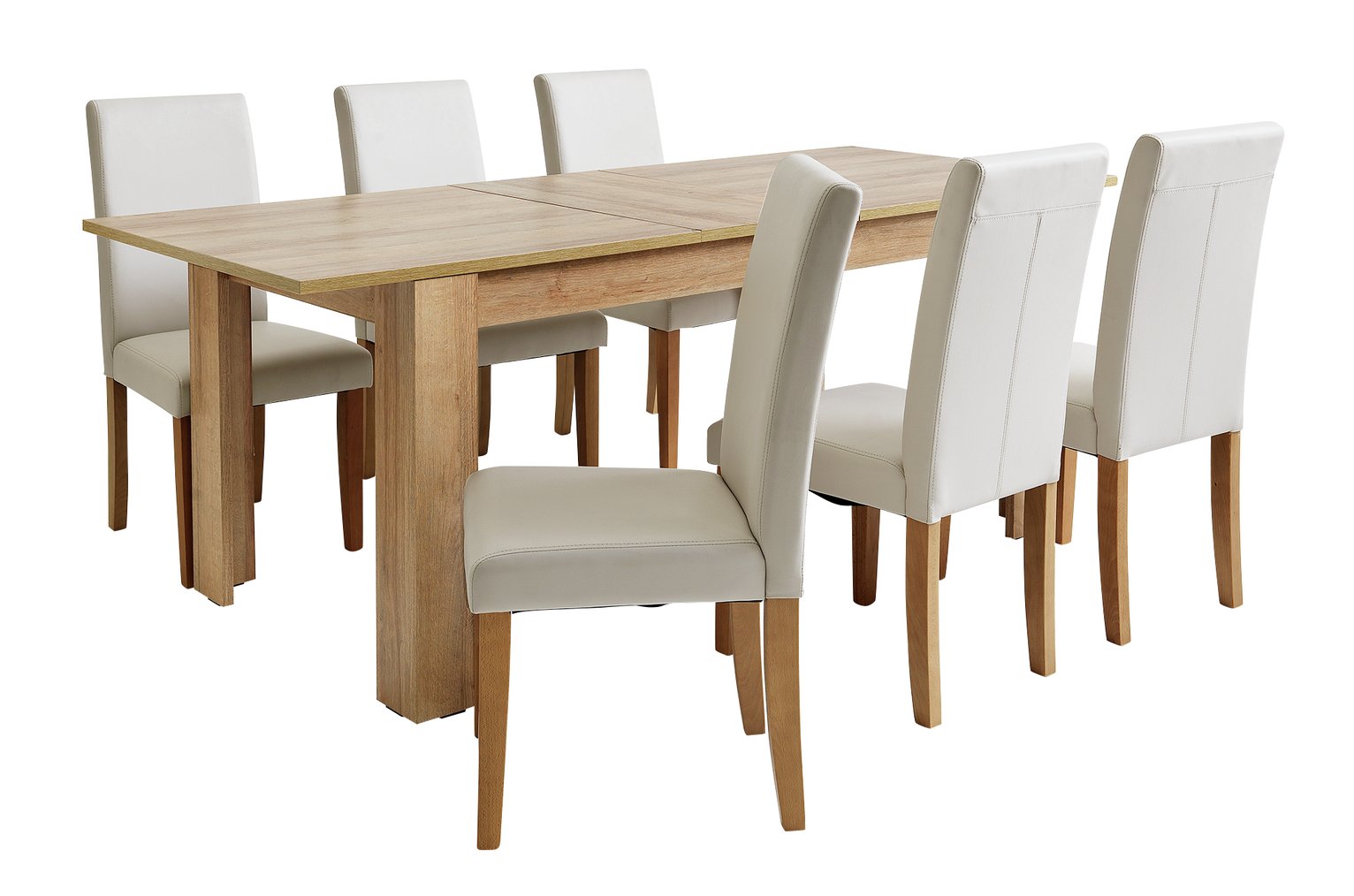 Argos Home Miami XL Extending Table & 6 Cream Chairs