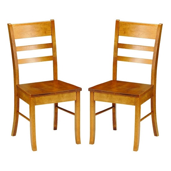 Elbeni Wooden Dining Chair In Honey Pine Lacquer In A Pair